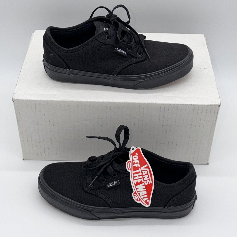 NEW Vans Atwood Black/Black Youth 4 Canvas Skate Shoes